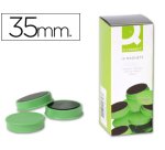 Iman para sujecion q-connect ideal para pizarras magneticas35 mm verde caja de 10 unidades
