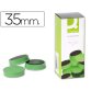 Iman para sujecion q-connect ideal para pizarras magneticas35 mm verde caja de 10 unidades