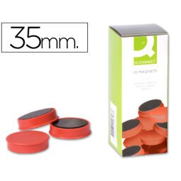 Iman para sujecion q-connect ideal para pizarras magneticas35 mm rojo caja de 10 unidades