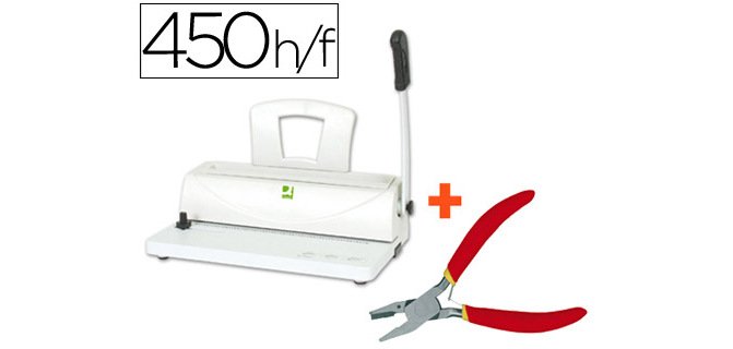 Encuadernadora para espiral q-connect perfora 10 hojas tamaño a4 encuaderna hasta 450 hojas paso 5:1