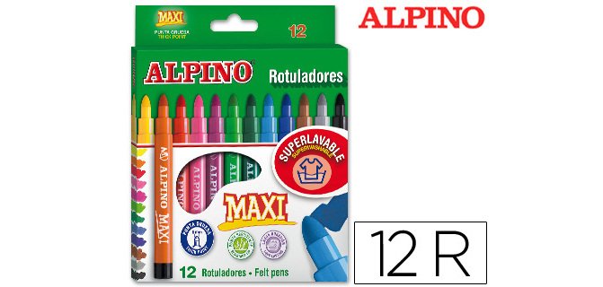 Rotulador alpino maxi caja de 12 unidades colores surtidos