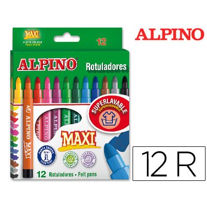 Rotulador alpino maxi caja de 12 unidades colores surtidos
