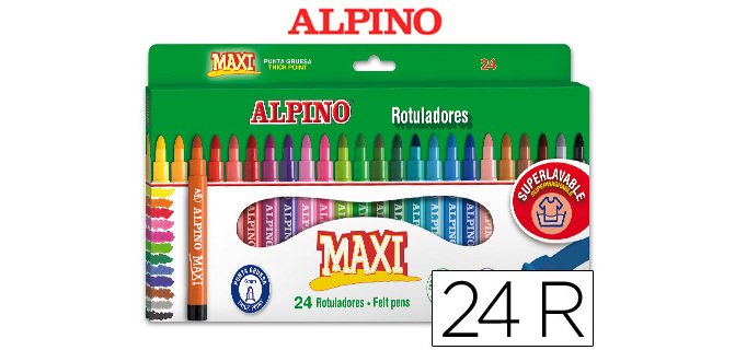 Rotulador alpino maxi caja de 24 unidades colores surtidos