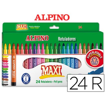 Rotulador alpino maxi caja de 24 unidades colores surtidos
