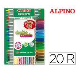 Rotulador alpino double double punta gruesa y punta fina caja de 20+4 unidades colores surtidos
