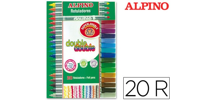 Rotulador alpino double double punta gruesa y punta fina caja de 20+4 unidades colores surtidos