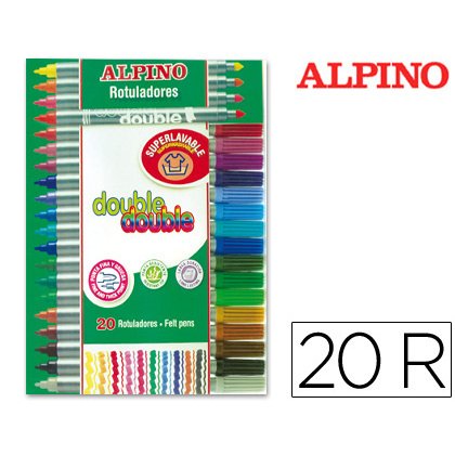 Rotulador alpino double double punta gruesa y punta fina caja de 20+4 colores surtidos