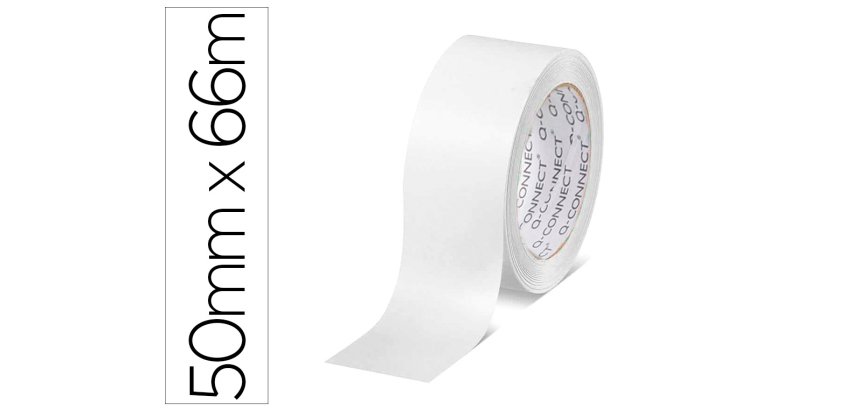 Cinta adhesiva polipropileno 45 micras blanca q-connect 66 m x 50 mm