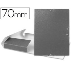 Carpeta proyectos liderpapel folio lomo 70mm carton gofrado gris