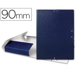 Carpeta proyectos liderpapel folio lomo 90mm carton gofrado azul
