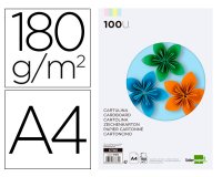 Cartulina liderpapel a4 180g/m2 4 colores surtidos paquete de 100 hojas