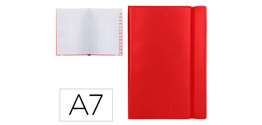 Libreta indice liderpapel similpiel a7 120 hojas 70gr color rojo
