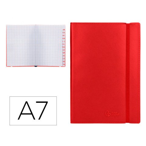 Libreta indice liderpapel similpiel a7 120 hojas 70gr color rojo
