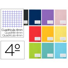 Libreta liderpapel smart a5 80 hojas 60g/m2 cuadro 4mm con margen colores surtidos tapa blanda