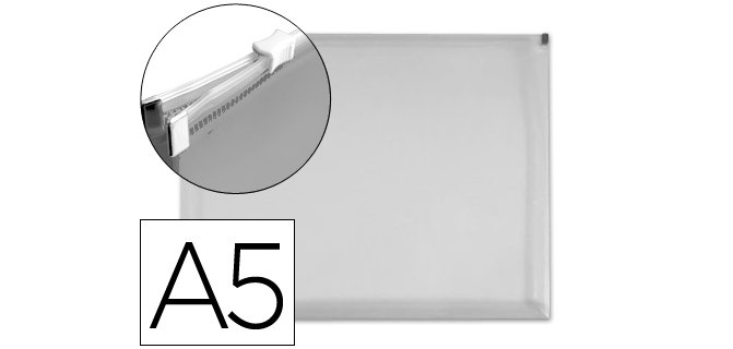 Carpeta dossier liderpapel a5 cierre de cremallera transparente