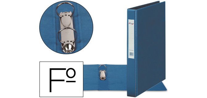 Carpeta 2 anillas 40 mm plastico pardo folio azul
