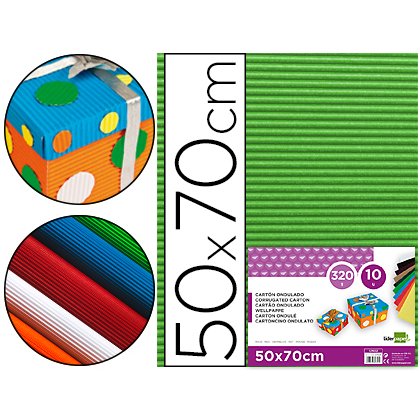 Carton ondulado liderpapel 50 x 70cm 320 g verde hoja