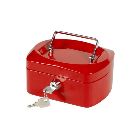 Caja caudales q-connect 6\" 152x115x80 mm roja con portamonedas