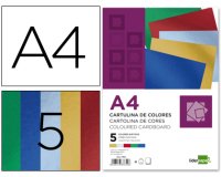 Cartulina liderpapel a4 235 g/m2 metalizada 5 colores surtidos paquete de 50 hojas