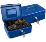 Caja caudales q-connect 8\" 200x160x90 mm azul con portamonedas