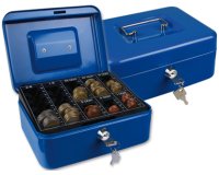 Caja caudales q-connect 8\" 200x160x90 mm azul con portamonedas