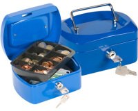 Caja caudales q-connect 6\" 152x115x80 mm azul con portamonedas