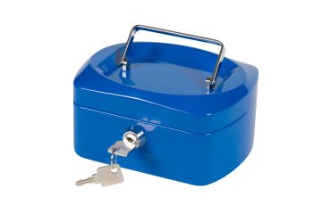 Caja caudales q-connect 6\" 152x115x80 mm azul con portamonedas