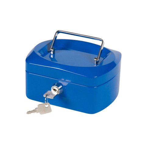 Caja caudales q-connect 6\" 152x115x80 mm azul con portamonedas
