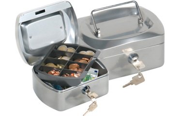 Caja caudales q-connect 6\" 152x115x80 mm plata con portamonedas