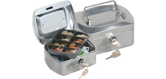 Caja caudales q-connect 6\" 152x115x80 mm plata con portamonedas