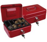 Caja caudales q-connect 8\" 200x160x90 mm roja con portamonedas