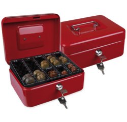 Caja caudales q-connect 8\" 200x160x90 mm roja con portamonedas