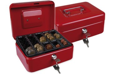 Caja caudales q-connect 8\" 200x160x90 mm roja con portamonedas
