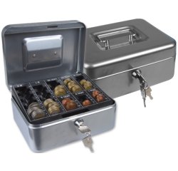 Caja caudales q-connect 8\" 200x160x90 mm plata con portamonedas