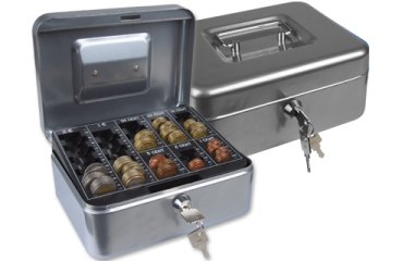 Caja caudales q-connect 8\" 200x160x90 mm plata con portamonedas