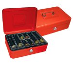 Caja caudales q-connect 10\" 250x180x90 mm roja con portamonedas