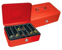 Caja caudales q-connect 10\" 250x180x90 mm roja con portamonedas