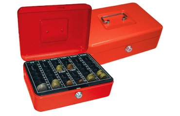 Caja caudales q-connect 10\" 250x180x90 mm roja con portamonedas