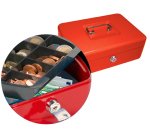 Caja caudales q-connect 10\" 250x180x90 mm roja con portamonedas