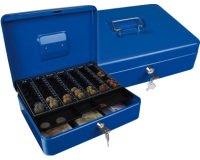 Caja caudales q-connect 12\" 300x240x90 mm azul con portamonedas