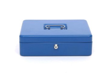 Caja caudales q-connect 12\" 300x240x90 mm azul con portamonedas