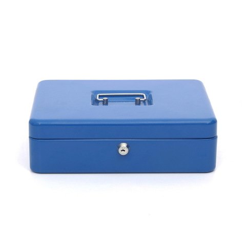 Caja caudales q-connect 12\" 300x240x90 mm azul con portamonedas