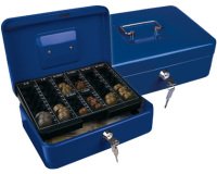 Caja caudales q-connect 10\" 250x180x90 mm azul con portamonedas