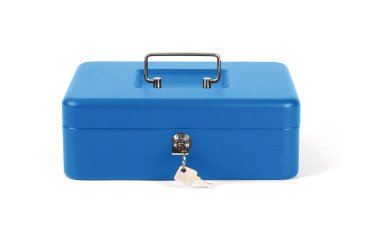 Caja caudales q-connect 10\" 250x180x90 mm azul con portamonedas