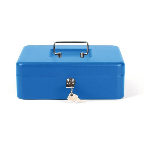 Caja caudales q-connect 10\" 250x180x90 mm azul con portamonedas