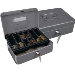 Caja caudales q-connect 10\" 250x180x90 mm plata con portamonedas
