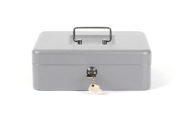 Caja caudales q-connect 10\" 250x180x90 mm plata con portamonedas