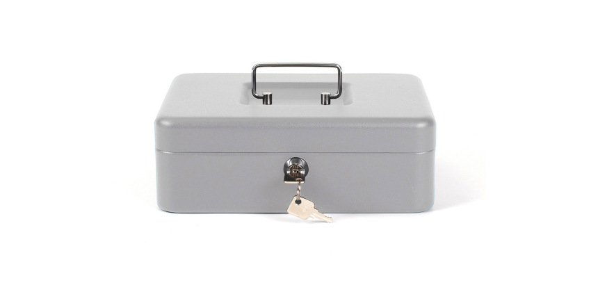 Caja caudales q-connect 10\" 250x180x90 mm plata con portamonedas