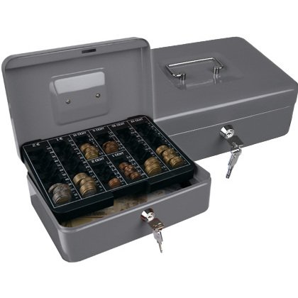 Caja caudales q-connect 10\" 250x180x90 mm plata con portamonedas