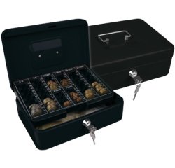 Caja caudales q-connect 10\" 250x180x90 mm negra con portamonedas